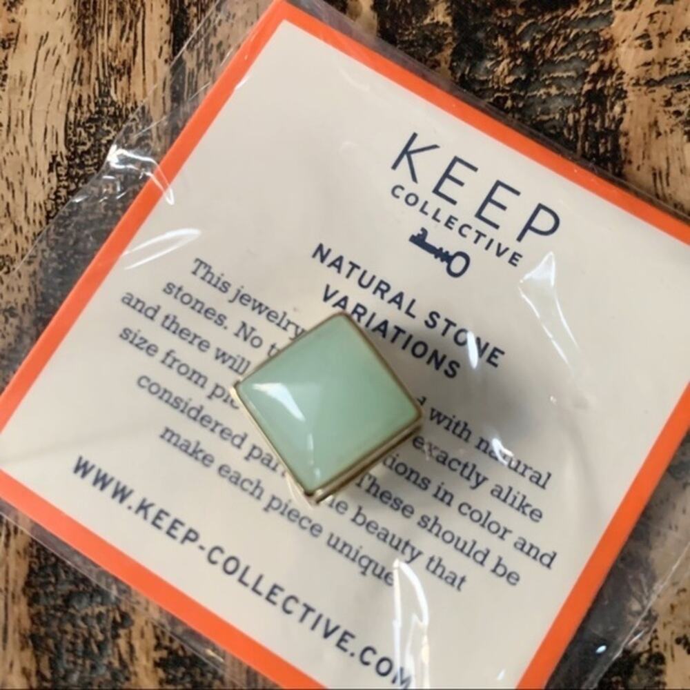 Keep Collective Green and Gold Pyramid Stone Charm New